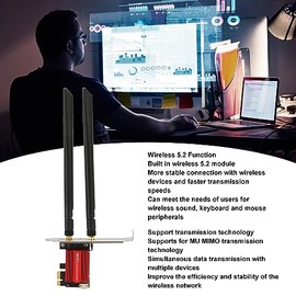 ciciglow Tarjeta PCIE WiFi 6, AX1800 Pro Bluetooth 5.2 802.11ax Dual Band 5GHz 2,4 GHz Tarjeta WiFi, Tarjetas de Red Inalámbrica PCI E para PC de Escritorio, Soporte 11 10