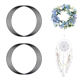 Pack of 10 25 cm Metal Rings for Crafts, Metal Ring, Black, Can Be Combined with Tips, Accessories, Wall Hangings, Wedding and Garland Decorations