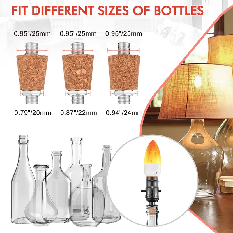 2 Set DIY Wine Bottle Lamp Kit with E26 LED