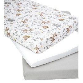 Medi Partners Set of 3 Fitted Sheets 60 x 120 cm 100% Cotton Baby Bed Linen Baby Mattress Sleeping Bag Cot Bed