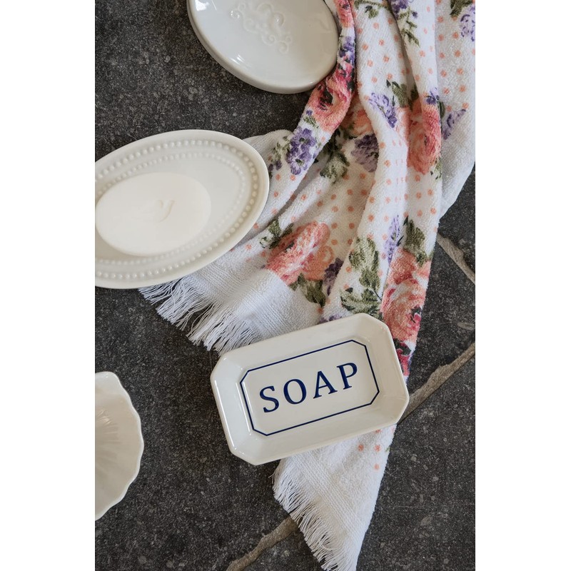Clayre & Eef Tekst 6CE0801 Soap Dish White / Blue