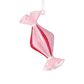 Regency International 6" Glass Red and Pink Diamond Peppermint Candy Ornament, Elegant Christmas Decoration