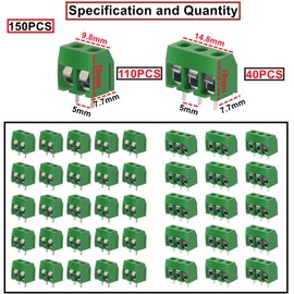 HUAZIZ 150 Pieces Green 2/3 Pin PCB Mount Screw, 5 mm Terminal Block Screw Terminal Connector + 1 Piece Yellow Screwdriver for Arduino