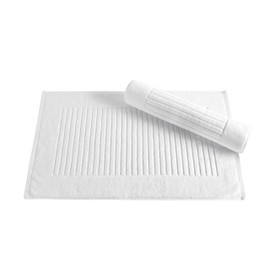 Classic Turkish Towels Luxury Ribbed Bath Mats - Soft Thick 2 Piece Towel Mat Set Made with 100% Turkish Cotton (White, 20x33 Bath Mats)