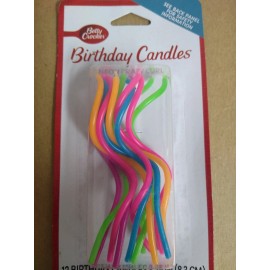 Betty Crocker Pack of 12 Betty Crocker Neon Crazy Curl Birthday Candles 3.25 in. Each