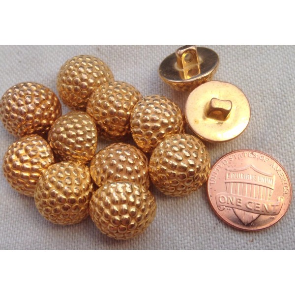 Unbranded 12 Gold Tone Domed Berry Design Plastic Shank Buttons