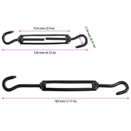 KOHAND 10 Pack M5 Turnbuckle Hook and Hook, Stainless Steel Turnbuckle, Black Double Hook Turnbuckle for Cables Wire, Picture Hanging, Tent Installation