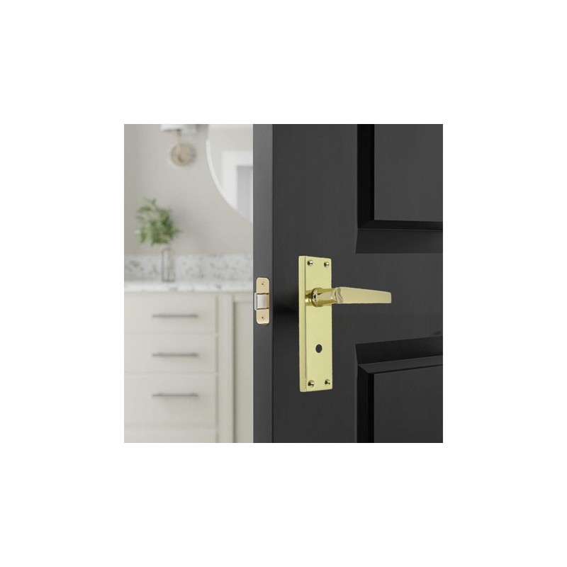 Door Handle Sets Victorian Straight Bathroom Lock Handles Sets Brass