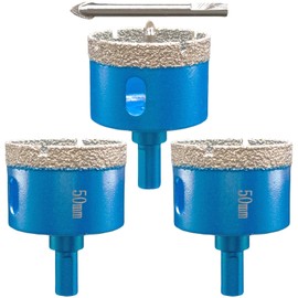 2" (50mm) Diamond Hole Saw Drill Bit Set - Includes 2 Pcs Diamond Core Drill Bits & 1 Pc Hole Pilot Drill Bit, for Tile Marble Granite Glass (3/8" Hex Shank)