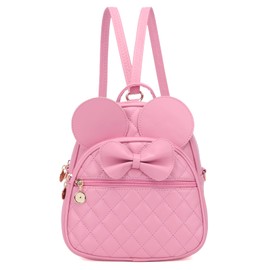 KL928 Girls Quilted Bowknot Cute Mini Backpack Small Daypacks Convertible Shoulder Bag Solid Color Purse for Women