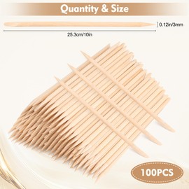 4.5 Inch Orange Wood Sticks for Nails, AHIER 100PCS Wooden Cuticle Pusher Sticks Double Head Functional Manicure Tools