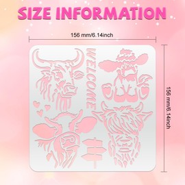 BEUNITONE Metal Stencil Ox-Head Pattern Stencil Animals Stencils Template Stainless Steel Stencil Reusable Stencils Template for Painting on Wood Canvas Paper Fabric Floor Wall DIY Art and Windows