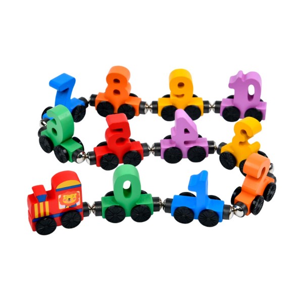s Wooden Number Train Color Recognition Track Assembly Game 12