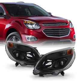 AKKON - Fits 2016-2017 Chevy Equinox SUV [Halogen Type] Projector Black Headlights Pair Driver Left+Passenger Right Headlamp