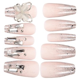 Healeved Wearing Removable Art False Nails 24pcs Glue on Nails Manicure Supplies Press on Nails for Women Butterfly Nail Art Tips