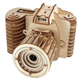 Bagima Wooden Puzzle DIY Camera Model Wood Craft Kit Laser-Cut Kits Engineering Gears Set Assembly Ideal Christmas Birthday