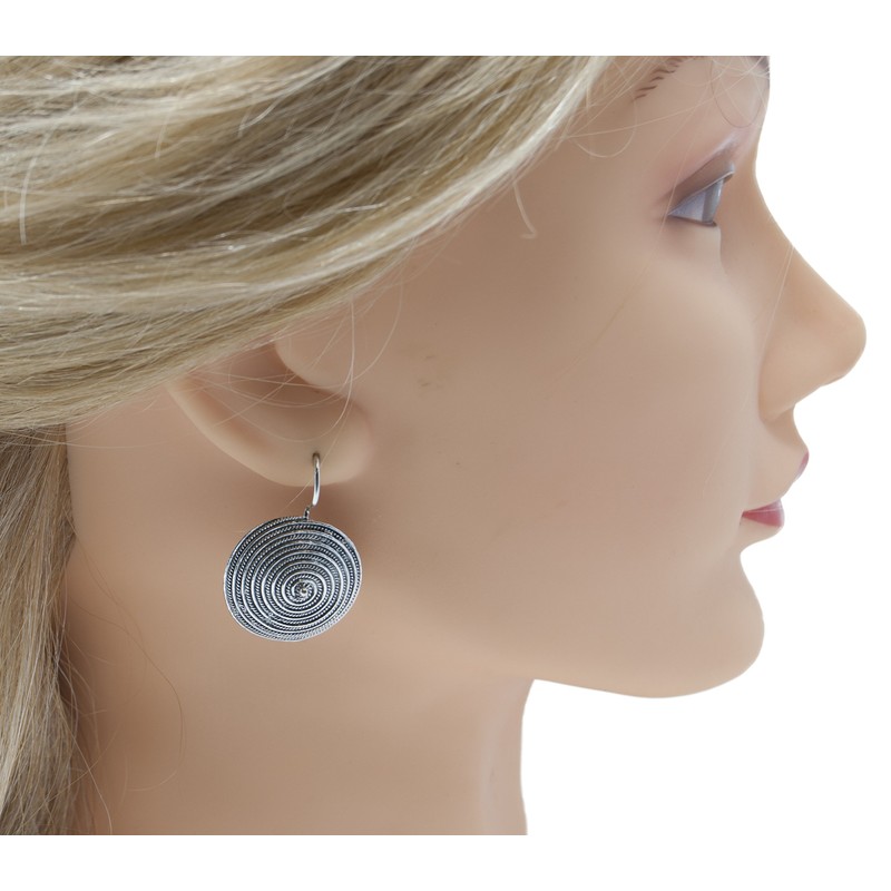 Corbula Silver Spiral Earrings, Sterling Silver, No Gemstone