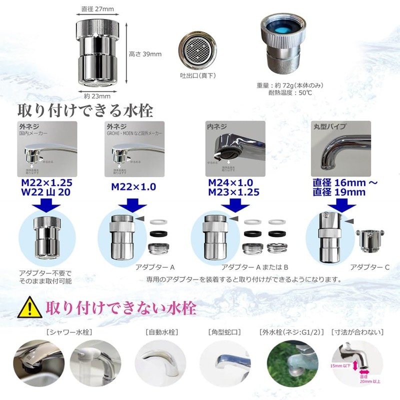 NIHON DENKO ND-NBKS Nano Bubble Generator for Kitchen Faucet (Foam/Round),