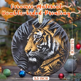 3.5" Ceramic Tiger Ornament, Christmas Ornament, Tiger Christmas Ornaments for Tree, Christmas Decoration, Christmas Tree Ornaments, Heirloom Keepsake, Gift Exchange, Gift Idea, Bauble Present