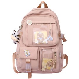 SHIDAI Kawaii Girl Backpack Cute Backpack Cute Aesthetic Backpack for School (Pink,ONE SIZE) (DRF-1287)