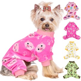 Small Dog Pajamas, Yorkie Pajamas Chihuahua Pjs,Stretchable Pig Design Pet Apparel, XXS Dog Clothes for Teacup, Sleepwear for Small Dogs, Comfortable Puppy Clothes Dog Jumpsuit(Pig, XXS)