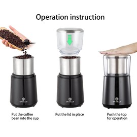 DR MILLS DM-7451 Electric Coffee Grinder, Coffee Bean Grinder Electric Dried Spice, Nut, Herb Grinder, Detachable Cup, Dishwashable, SUS304 Stainless Steel