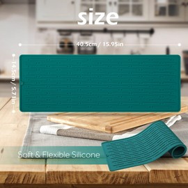 GeeRic Dish Drying Mats, Heat-resistant Silicone Mat for Kitchen Counter, Non-Slip Dish Dry Mat Dishwasher Safe Large, Turquoise
