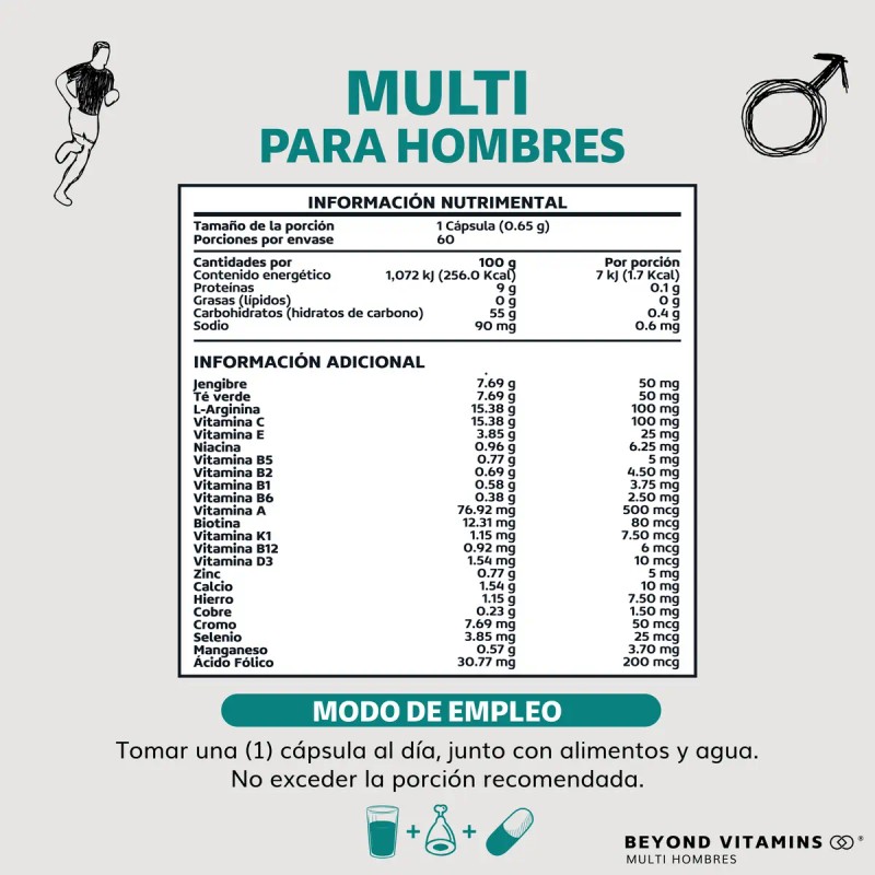 Multi Vitaminico Hombres Biotina Manganeso Verde Argnina Jengibre Vitamina Calcio