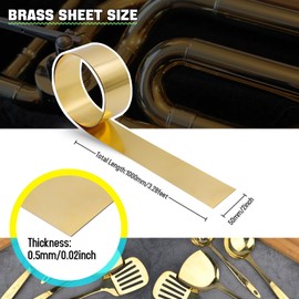 YIEMI Brass Sheet Roll, Gold Foil Sheets 1000mm x 50mm x 0.5mm for Crafts, Electrical Repairs, DIY Projects