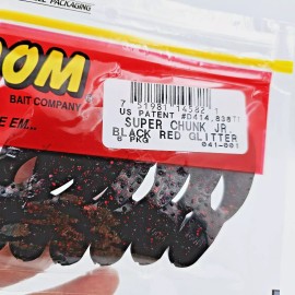 Zoom 2" Super Chunk Jr. Jig Trailers 6 Count Pack 041 You Choose Color - Black Red Glitter