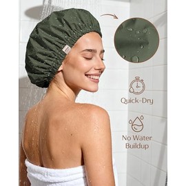 YANIBEST Gorro de Ducha Yanibest para Mujer, Reutilizable, Impermeable, Con Forro de Satén y Banda Elástica Suave, Gorro Grande Lavable para la Ducha.