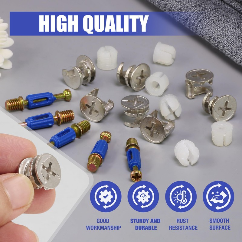Jamiikury 20 Sets Furniture Cam Lock Fasteners - 3-in-1 Locks
