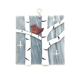 Switchables Glass Cover: RED Bird ON Birch