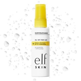 e.l.f. SKIN All Set For Sun SPF 45, spray fijador con SPF 45 para maquillaje duradero, fórmula ligera y no grasa, vegano y libre de crueldad, el embal