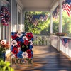 BLKWHT 4th of July Floral Cat Garden Flag 12x18 Vertical