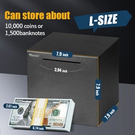 hicocool Piggy Bank for Adults Must Break to Open Large, Stainless Steel Adult Piggy Bank for Real Money, Unbreakable Metal Money Bank for Cash Saving (7.9 inches, Black)