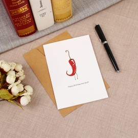 CJ&M Happy Birthday Hot Stuff, Birthday Card,Funny Card,Card For him/Her/husband/wife/girlfriend/boyfriend.A cute and Funny Birthday card. A hot Chilli.