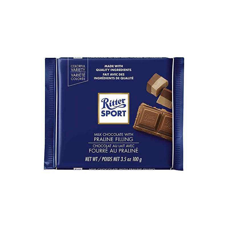 Ritter Sport Milk Chocolate with Nougat (Nugat) Praline 100g/3.52oz (Pack
