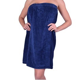 anatolian Women's Body WRAP Towel - 100% Cotton Adjustable Cover Up for Beach Spa Gym Bath Pool - Made in Turkey (Navy Blue, 2)