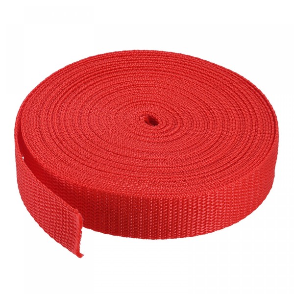 sourcing map Heavyweight Polypropylene Webbing Strap 1" 10 Yards Red
