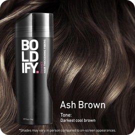 BOLDIFY Hair Fibres for Thinning Hair (ASH BROWN) - 56g Bottle - Undetectable & Natural Hair Filler Instantly Conceals Hair Loss - Hair Powder Thickener, Topper for Fine Hair for Women & Men