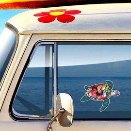 Sea Turtle Sticker Colorful Geometric Car Decal by Megan J Designs™ - Laptop Sticker Window Vinyl Sticker