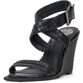 Vince Camuto Women's ELYNNA Wedge Sandal, Black, 6.5