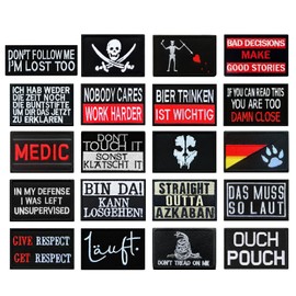 Pack of 20 Funny Patch Removable Patches with Nylon Tactical Military Flag Patch Applique for Jacket Vest Clothing Baseball Cap Backpacks Outdoor Bags