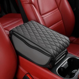 Car Center Console Armrest Protector, Plaid Pattern Car Armrest Protective Pad, Universal Car Armrest Box Booster Guard Pad, Boyfriend Gift, Car Stuff, Car Organization:_Grey_1pc