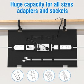 WISUGASO Upgraded 36" No Drill Under Desk Cable Management Tray, Cord Management Tray with Cable Loop, Fabric Cord Hider for Wire Organizer, Cord Organizer for Standing Desk - No Damage to Table