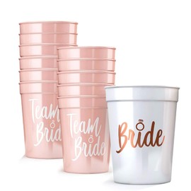 Bustlwor Pack of 12 Bachelorette Party Cups, JGA Cups, Bride and Team Bride Cups, for Stag Night Party, Bridal Shower, Women Decoration, Rose Gold