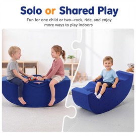 BALAPET Kids Sensory Rocking Chair, 2-Person Foam Seesaw, Navy Blue