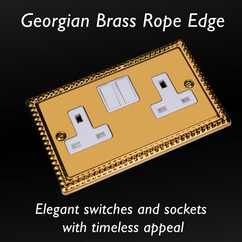 Varilight - 2G 13A Switched Socket Georgian Brass - XG5W