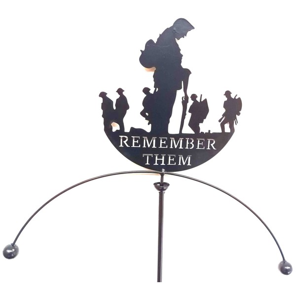 SK Remember Them Soldier Balancing Sculpture, Metal Garden Wind Spinner, Garden Stake - Great Garden Decor Ornament Part Of The Metal Stakes And Garden Stakes Range